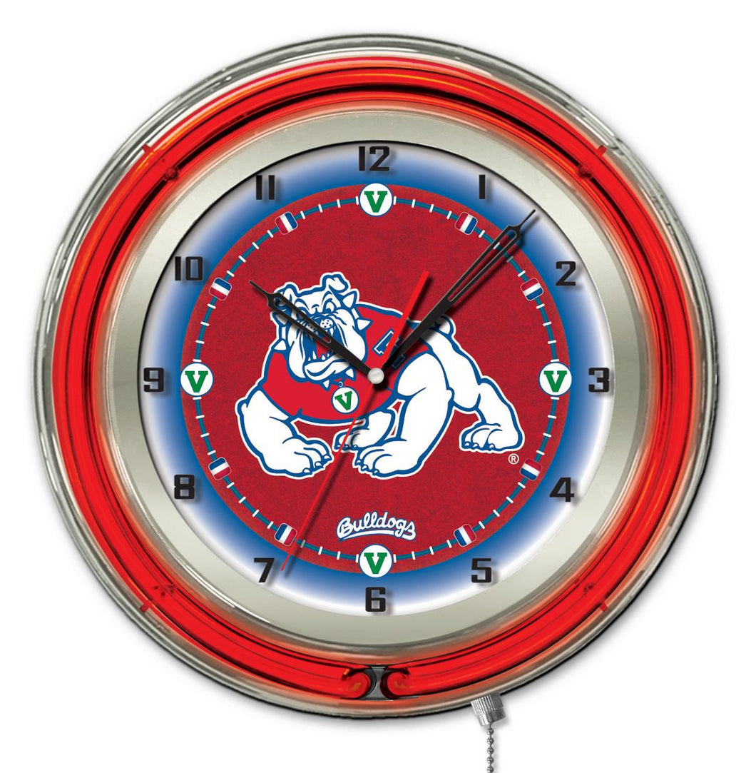 Fresno State Bulldogs Double Neon Wall Clock - 19