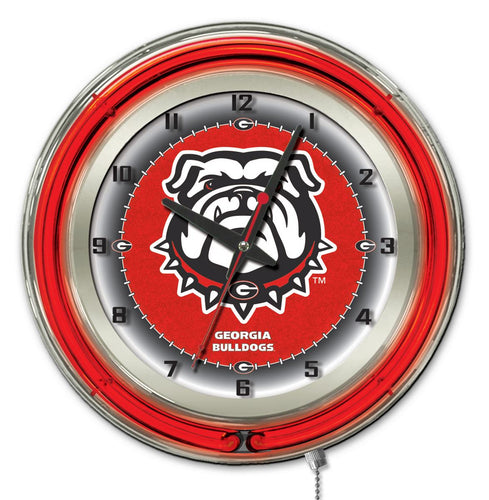 Georgia Bulldogs UGA Double Neon Wall Clock - 19