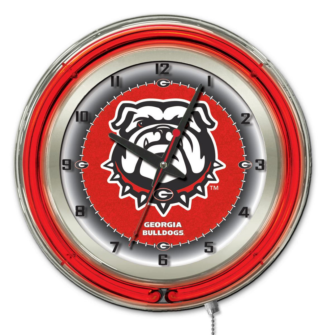 Georgia Bulldogs UGA Double Neon Wall Clock - 19