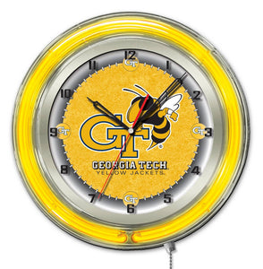 Georgia Tech Yellow Jackets Double Neon Wall Clock - 19"