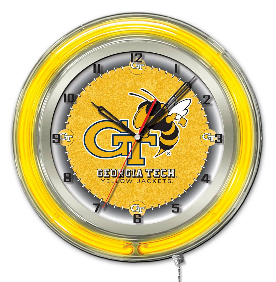 Georgia Tech Yellow Jackets Double Neon Wall Clock - 19