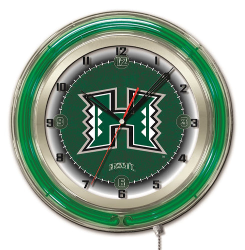 Hawaii Rainbow Warriors Double Neon Wall Clock - 19