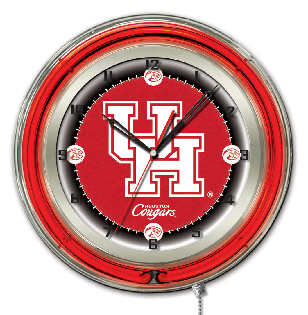 Houston Cougars Double Neon Wall Clock - 19