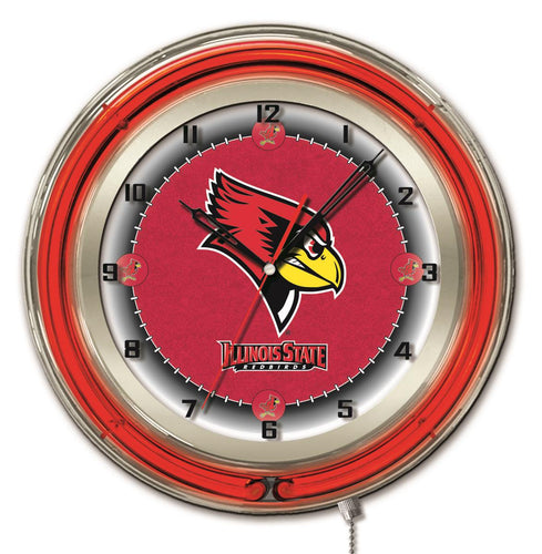 Illinois State Red Birds Double Neon Wall Clock - 19