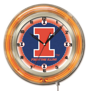 Illinois Fightin Illini Double Neon Wall Clock - 19"
