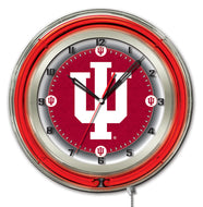 Indiana Hoosiers Double Neon Wall Clock - 19"
