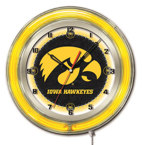 Iowa Hawkeyes Double Neon Wall Clock - 19"