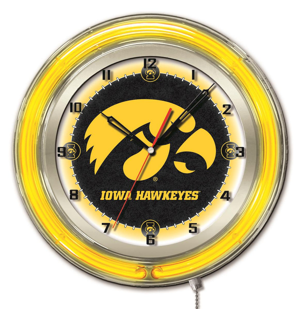Iowa Hawkeyes Double Neon Wall Clock - 19