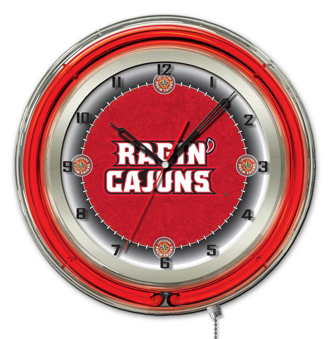 Louisiana  Lafayette Ragin' Cajuns Double Neon Wall Clock - 19