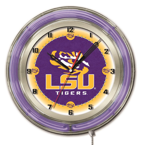 LSU Tigers Double Neon Wall Clock - 19