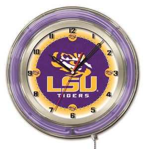 LSU Tigers Double Neon Wall Clock - 19"