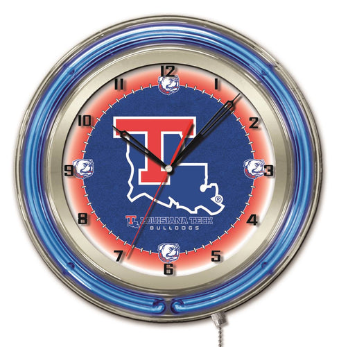Louisiana Tech Bulldogs Double Neon Wall Clock - 19