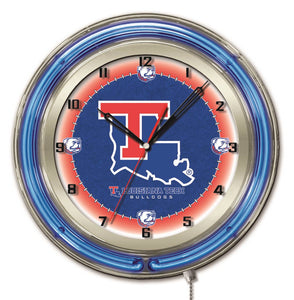 Louisiana Tech Bulldogs Double Neon Wall Clock - 19"