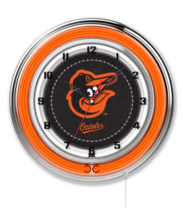 Baltimore Orioles Double Neon Wall Clock - 19"