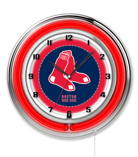 Boston Red Sox Double Neon Wall Clock - 19