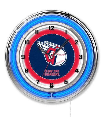 Cleveland Guardians Double Neon Wall Clock - 19