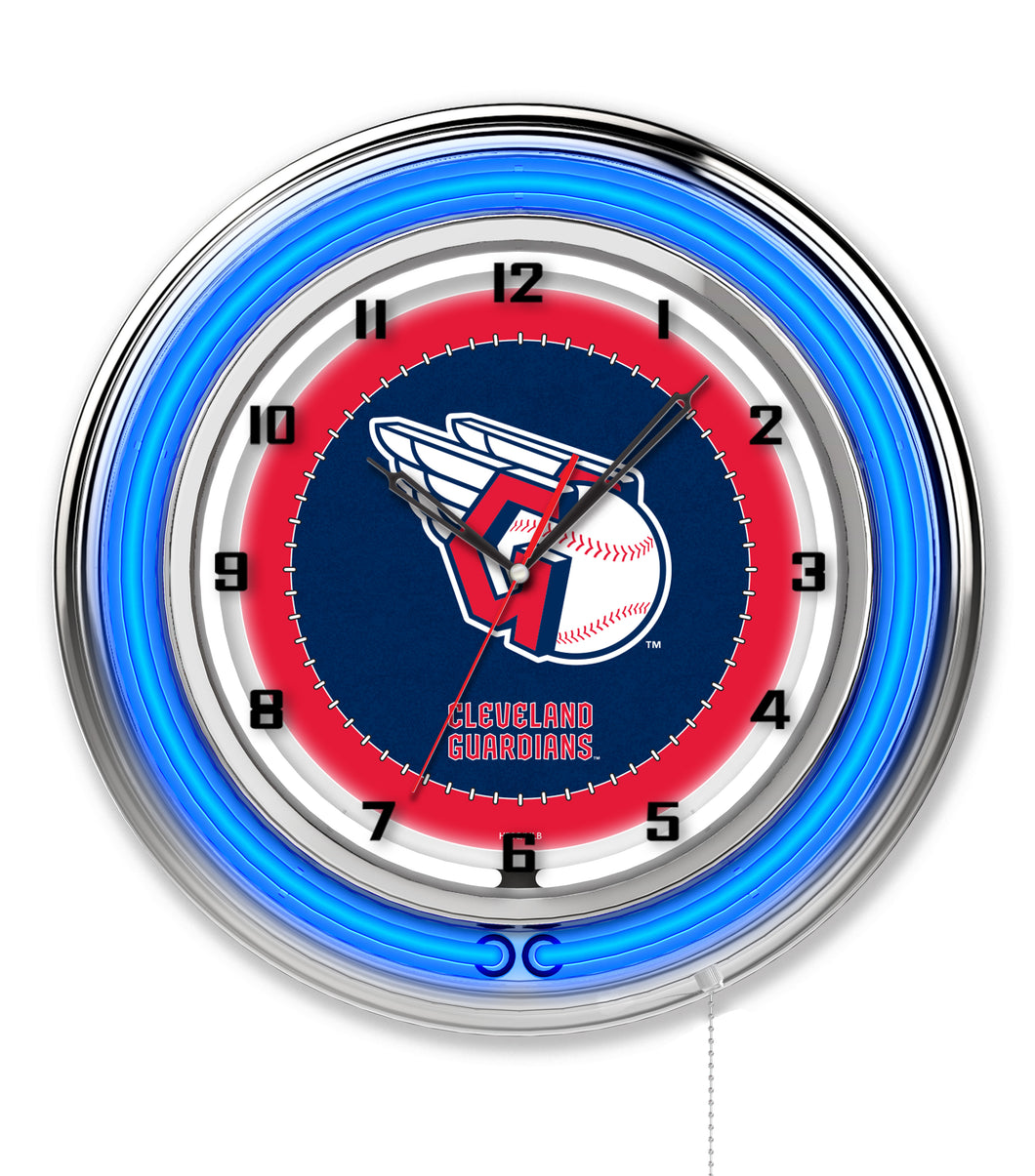 Cleveland Guardians Double Neon Wall Clock - 19