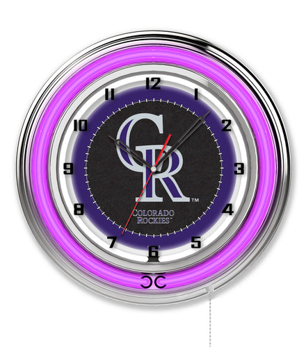 Colorado Rockies Double Neon Wall Clock - 19