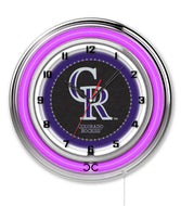 Colorado Rockies Double Neon Wall Clock - 19"
