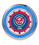 Chicago Cubs Double Neon Wall Clock - 19"