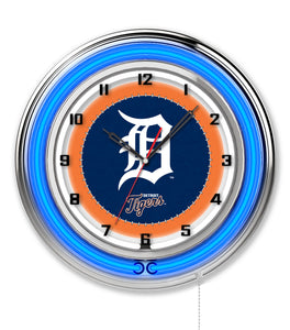 Detroit Tigers Double Neon Wall Clock - 19"