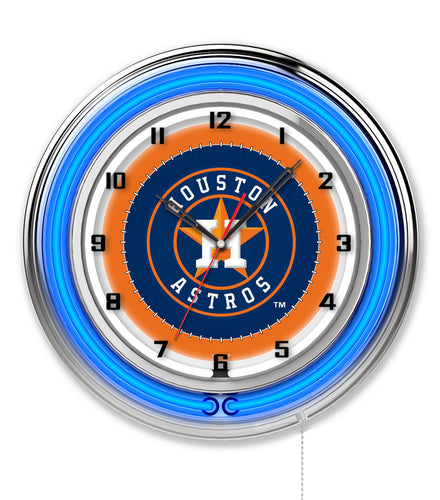 Houston Astros Double Neon Wall Clock - 19