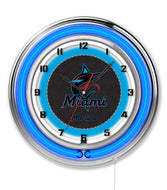 Miami Marlins Double Neon Wall Clock - 19"