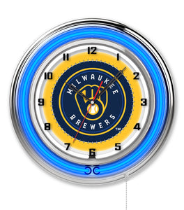 Milwaukee Brewers Double Neon Wall Clock - 19"