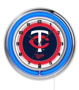 Minnesota Twins Double Neon Wall Clock - 19"