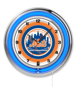 New York Mets Double Neon Wall Clock - 19"