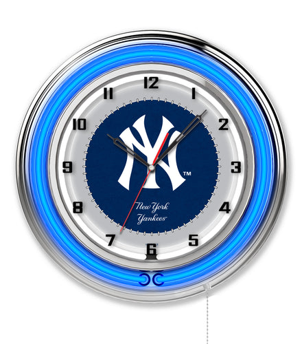 New York Yankees Double Neon Wall Clock - 19