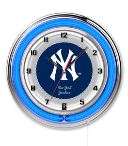 New York Yankees Double Neon Wall Clock - 19"