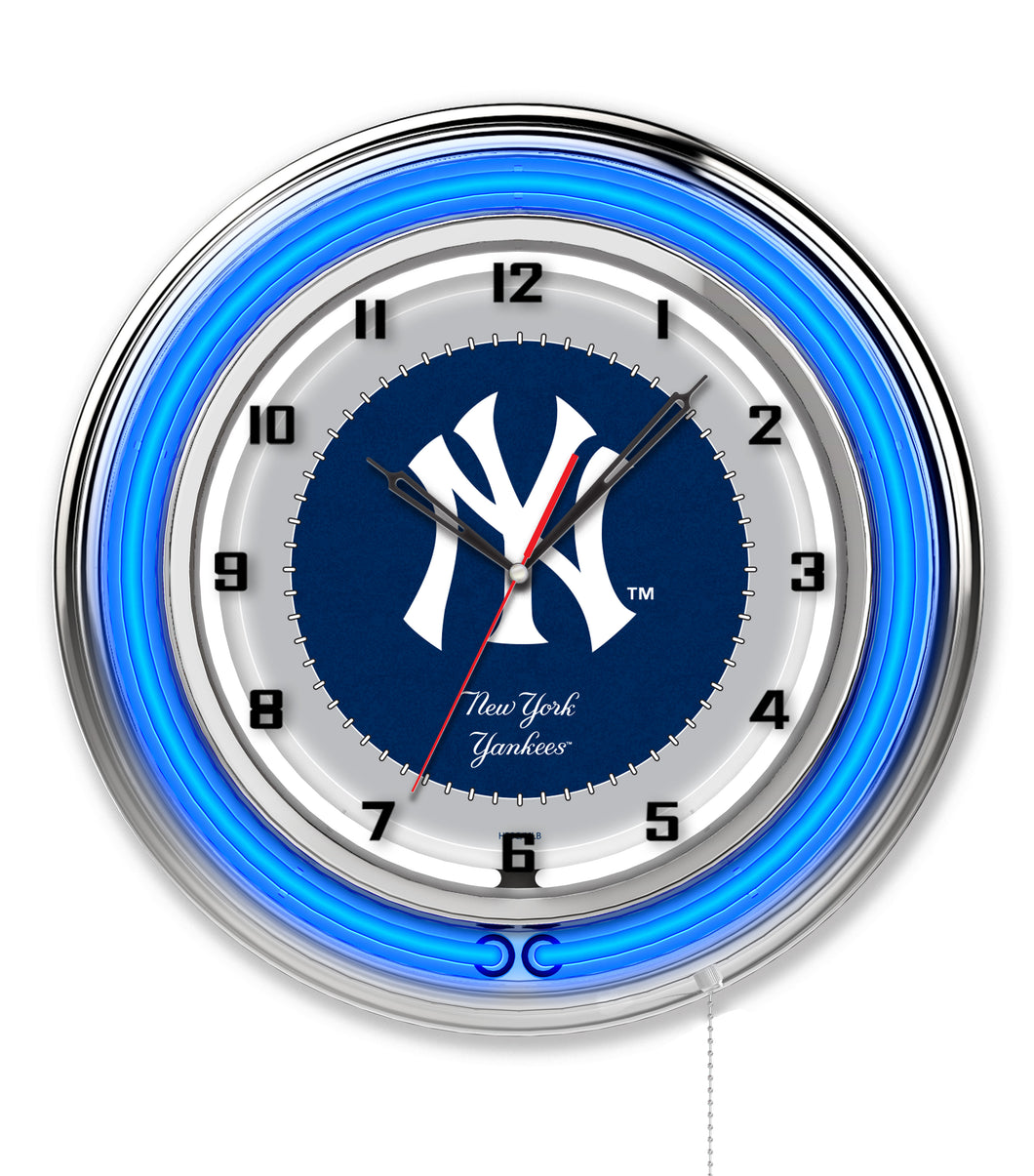 New York Yankees Double Neon Wall Clock - 19