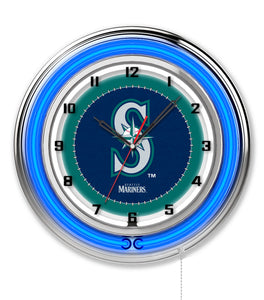 Seattle Mariners Double Neon Wall Clock - 19"