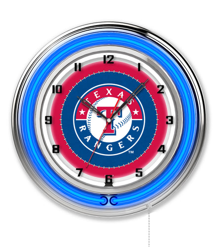 Texas Rangers Double Neon Wall Clock - 19