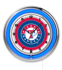 Texas Rangers Double Neon Wall Clock - 19"