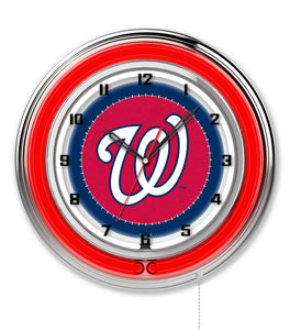 Washington Nationals Double Neon Wall Clock - 19"