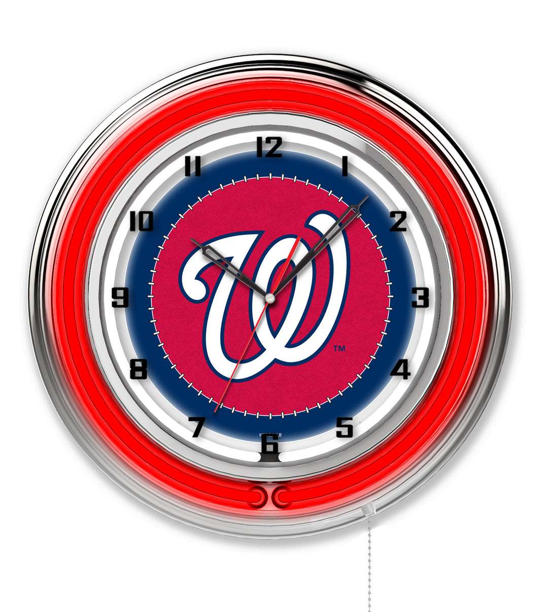 Washington Nationals Double Neon Wall Clock - 19