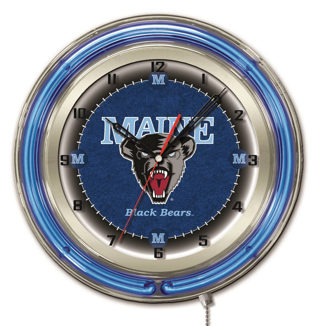 Maine Black Bears Double Neon Wall Clock - 19