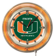 Miami Hurricanes Double Neon Wall Clock - 19"