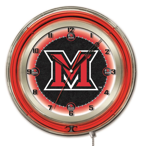 Miami Redhawks Double Neon Wall Clock - 19