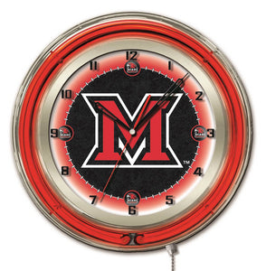 Miami Redhawks Double Neon Wall Clock - 19"