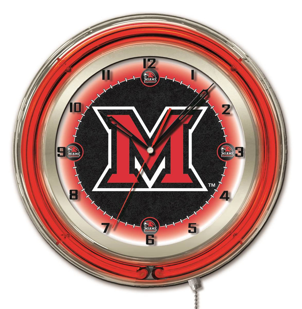 Miami Redhawks Double Neon Wall Clock - 19