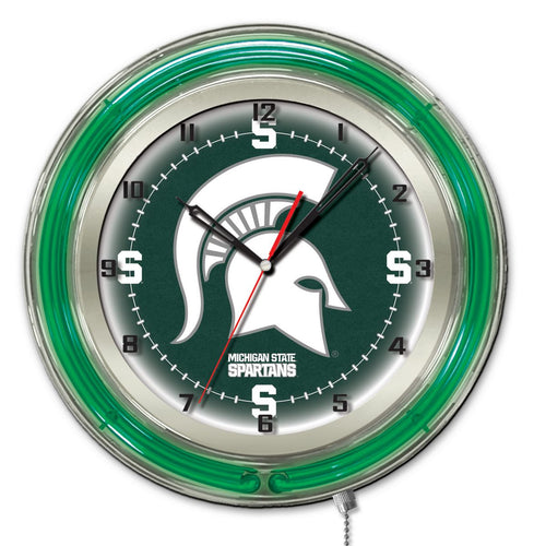 Michigan State Spartans Double Neon Wall Clock - 19
