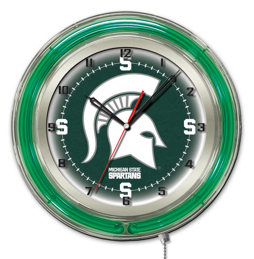 Michigan State Spartans Double Neon Wall Clock - 19