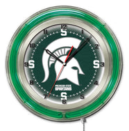 Michigan State Spartans Double Neon Wall Clock - 19"