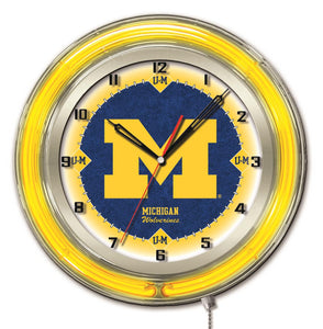 Michigan Wolverines Double Neon Wall Clock - 19"