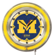 Michigan Wolverines Double Neon Wall Clock - 19"