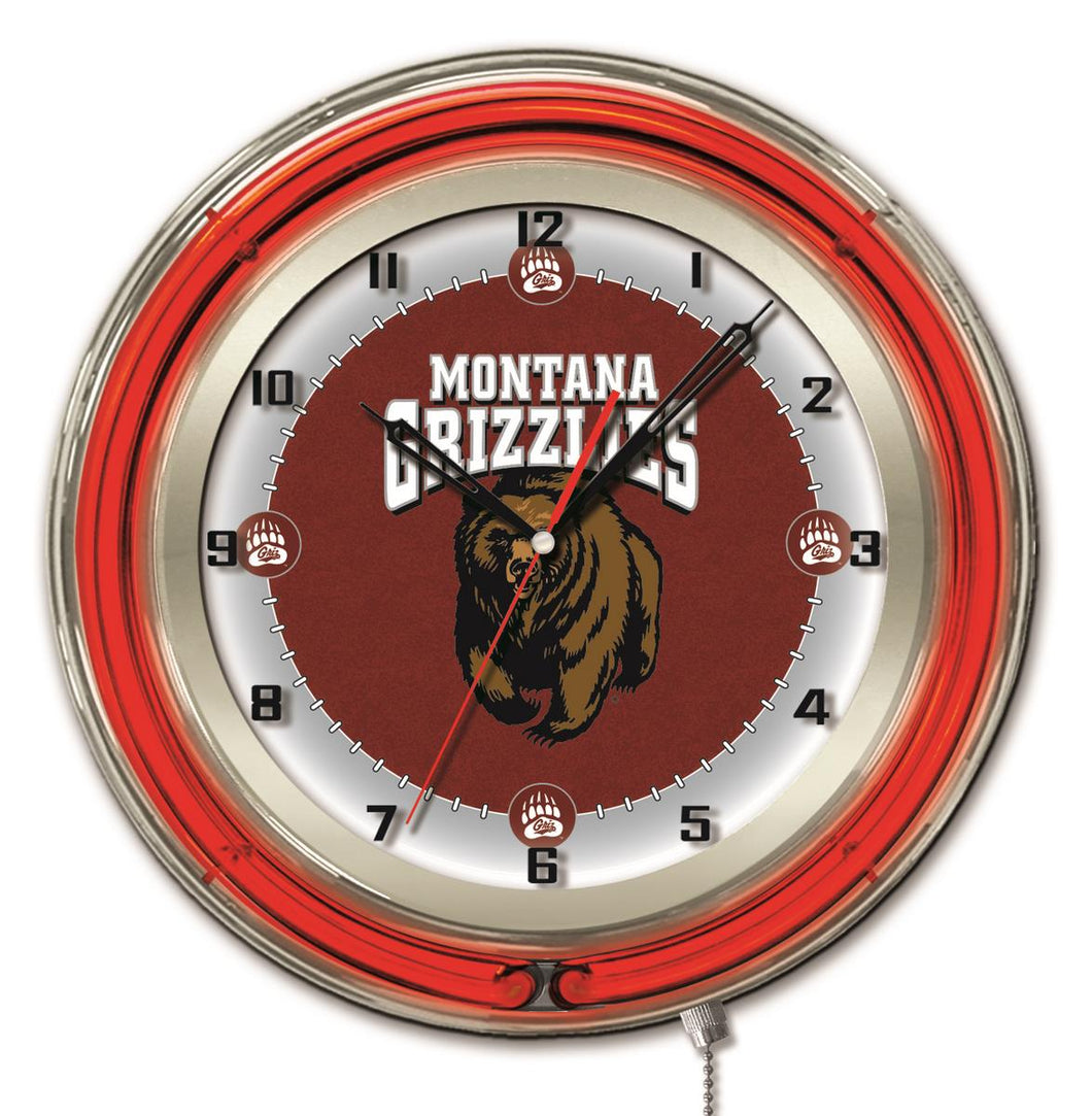 Montana Grizzlies Double Neon Wall Clock - 19