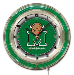 Marshall Thundering Herd Double Neon Wall Clock - 19"